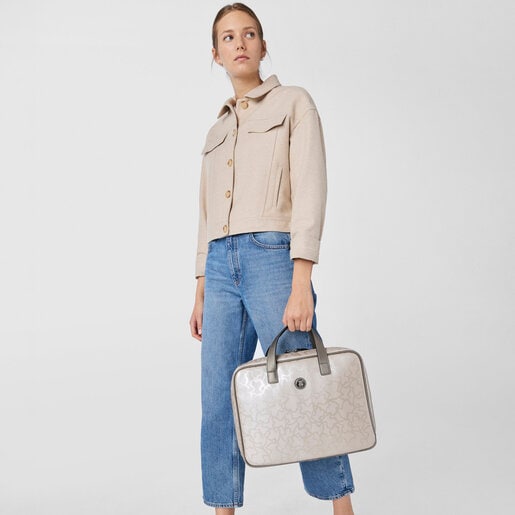 シルバーのブリーフケース Kaos Shiny