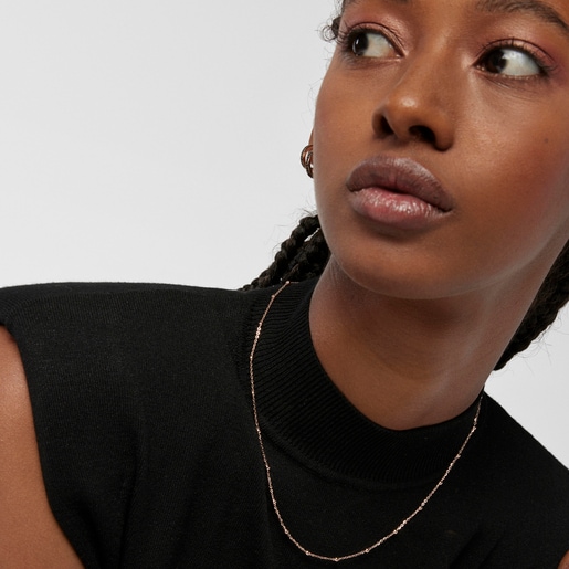 Choker with 18kt rose-gold plating over silver and balls TOUS Chain