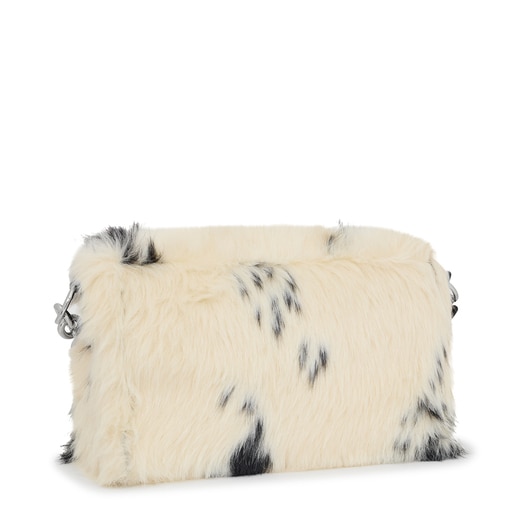 תיק צד TOUS Empire Fur בגודל גדול בצבע שחור ולבן