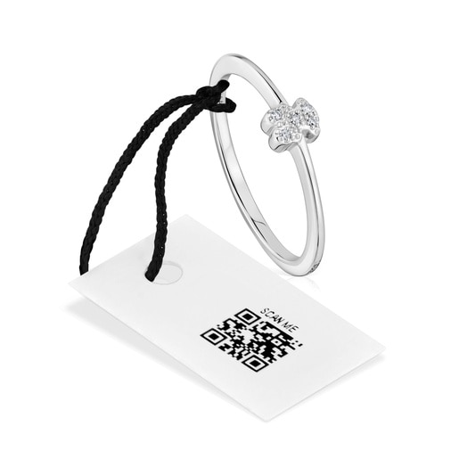 Small white-gold bear Ring with diamonds TOUS Grain