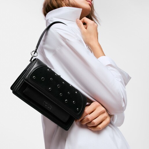 Sac à bandoulière noir petit TOUS Audree Strass