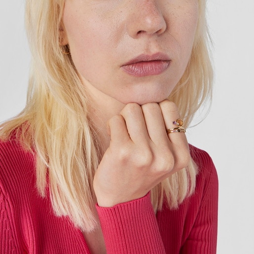 خاتم Virtual Garden من الذهب مرصّع بالسترين والجمشت