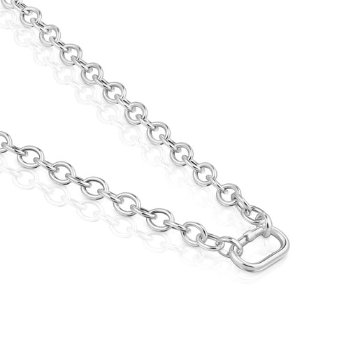 Collar cadena de plata y anilla Hold Oval
