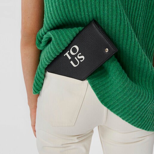 Flat black leather TOUS Balloon Wallet