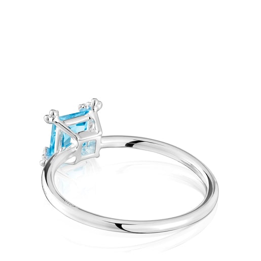 Silver Color Pills Ring with topaz