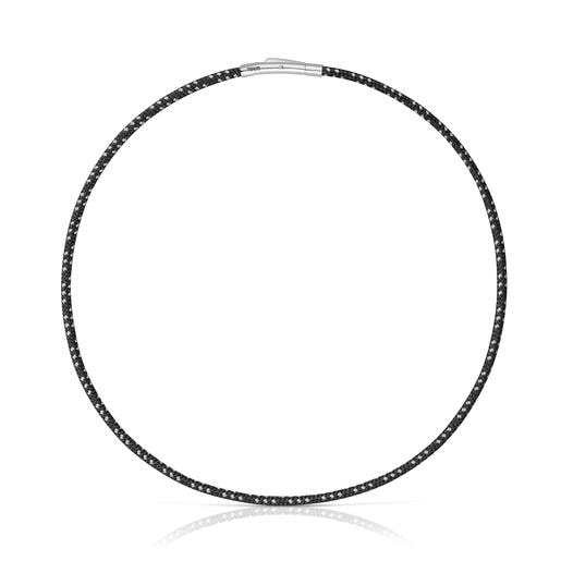 Collar con cordón negro y acero TOUS Basics