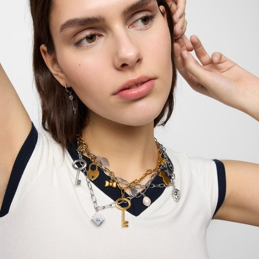 Gold-colored steel Necklace with hanging charms TOUS Charming