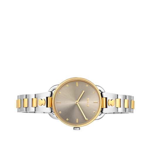 Two-tone steel Let Bracelet Watch with grey dial