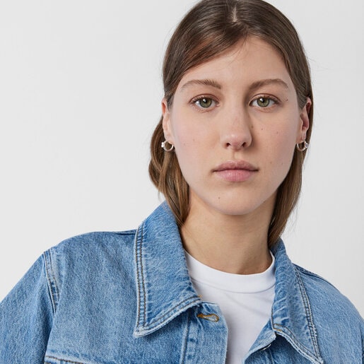 Серебряные серьги-обручи Oceaan Duna с аметистом