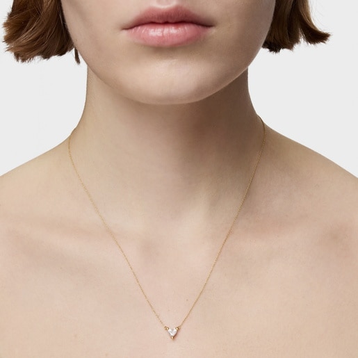 Short gold Necklace with lab-grown diamond Garden Of Love LGD