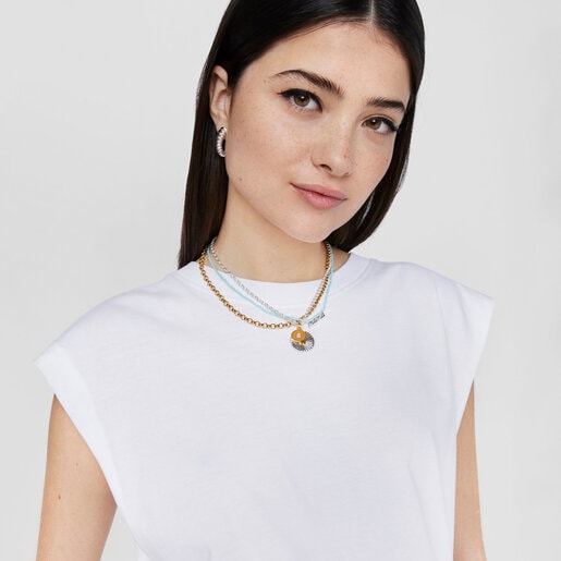 תליון מדליון Aelita מוורמיל כסף בשילוב דובון מאם הפנינה