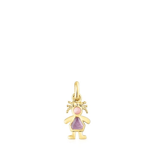 Silver Vermeil TOUS Mama girl bow Pendant with Gemstones