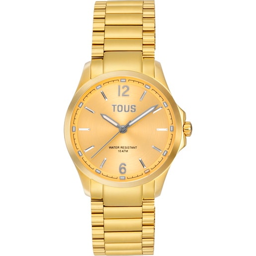 Analog watch with gold-colored steel bracelet TOUS DRIVE NEW