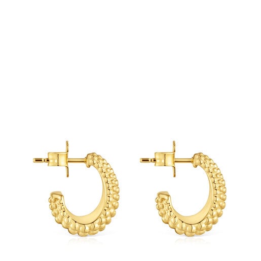 Short Hoop earrings with 18kt gold plating over silver TOUS Grain