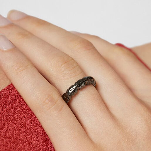 טבעת Straight XL מכסף כהה