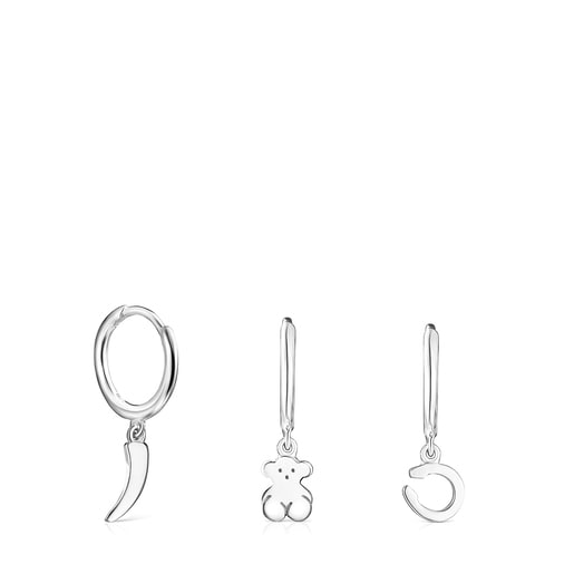 Silver TOUS Good Vibes Hooped earring Set | TOUS