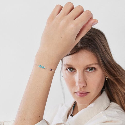 シルバーにエナメルとジェムストーンがあしらわれたMum ブレスレット TOUS Crossword Mama