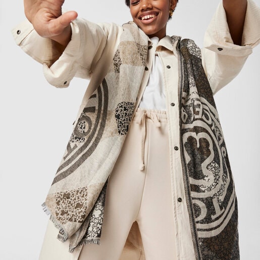 Brown jacquard Kaos Mini Stamp Scarf