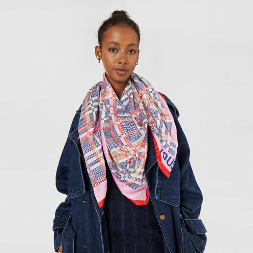 צעיף TOUS Cecilia מפוליאסטר בצבע כחול נייבי