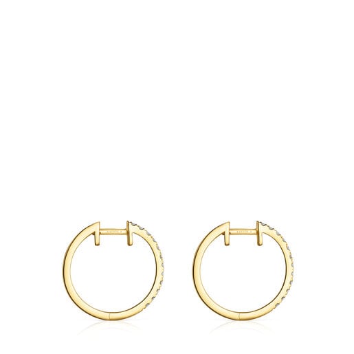 Boucles d’oreilles anneau en or avec diamants courtes de 12,5 mm Les Classiques