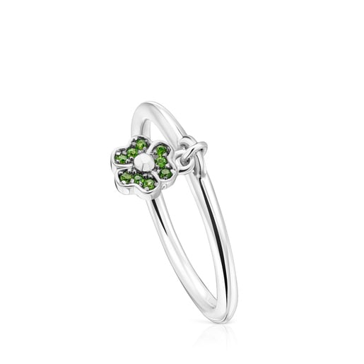 Silver TOUS New Motif Ring with chrome diopside flower