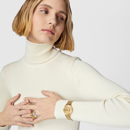 Автоматические часы Rond из стали c золотистым ионным напылением