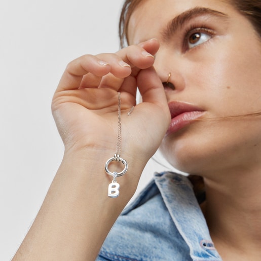 Alphabet letter B pendant in silver