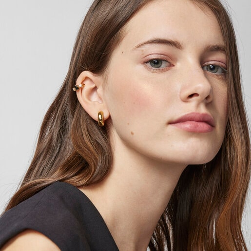 Silver Vermeil Glaring Earcuff with Onyx and Zirconia