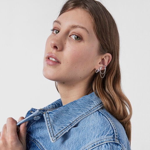 Earcuff de plata y amatista Oceaan Duna