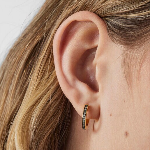 Маленькие серьги с диском Nocturne из вермеля с бриллиантами