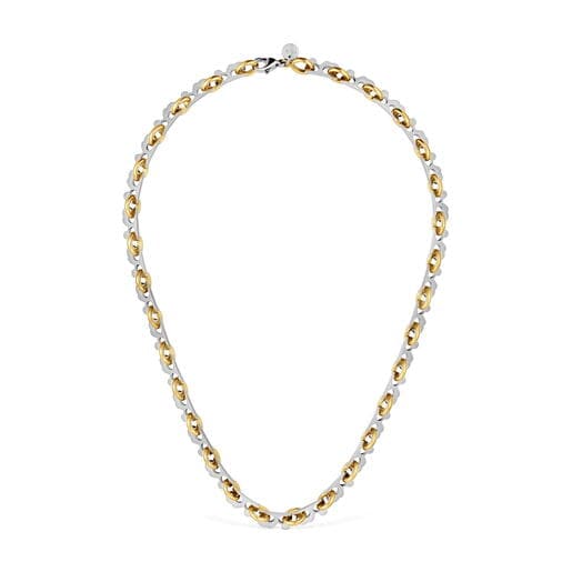שרשרת קצרה מפלדה בשני גוונים מקולקציית TOUS Half Bear