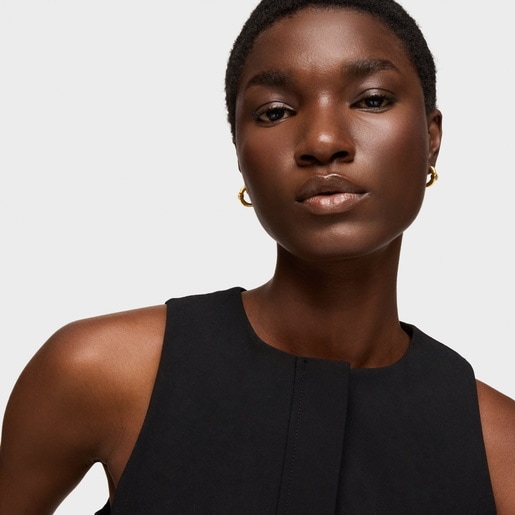 18 mm Hoop earrings with 18kt gold plating over silver and black spinel TOUS Line