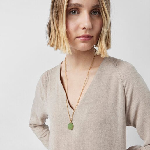 Silver vermeil Hav Pendant with chrysoprase