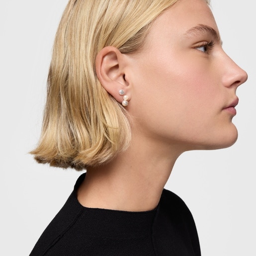 Pearl and silver Double earrings TOUS Icon Pearl