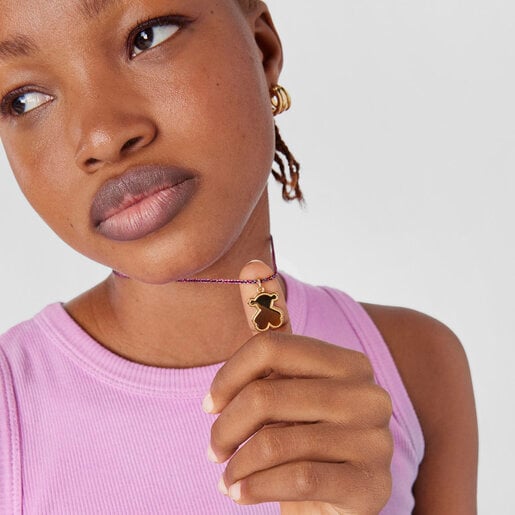 Silver vermeil bear silhouette Medallion pendant Efecttous