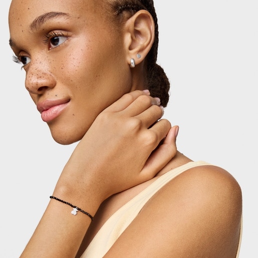 Pulsera elástica con espinelas y oso de plata TOUS Motivos