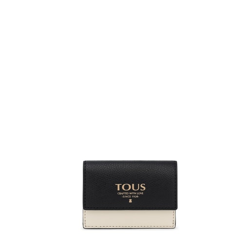 Monedero Flap pequeño negro y beige TOUS Funny