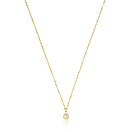 Collar corto con baño de oro 18 kt sobre plata y diamante creado en laboratorio Line LGD