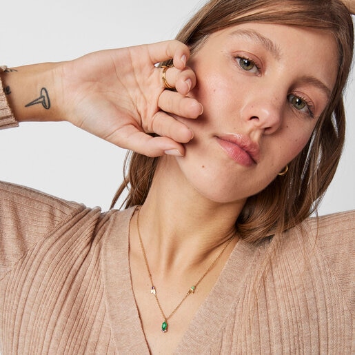 Колье Fragile Nature из вермеля с драгоценными камнями