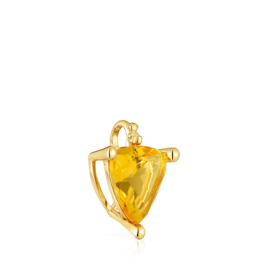 Pendentif en argent plaqué or 18 ct et citrine créée en laboratoire petit TOUS Color Lab