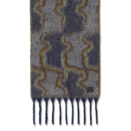 Large navy blue and taupe Muffler TOUS Bear Waves