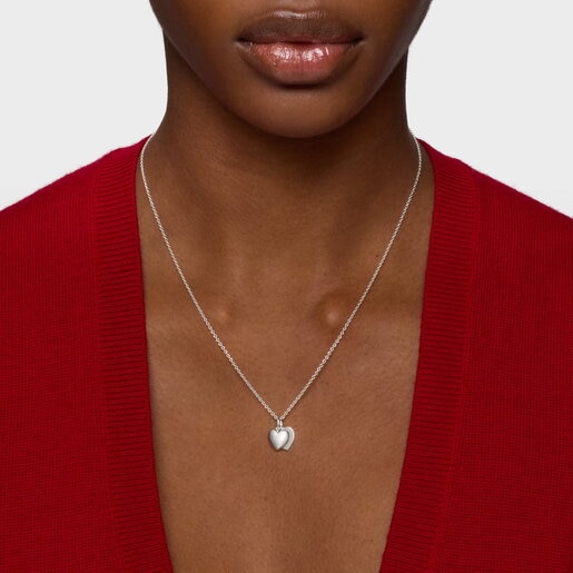 Collar de plata doble corazón 9 mm TOUS Flechazo