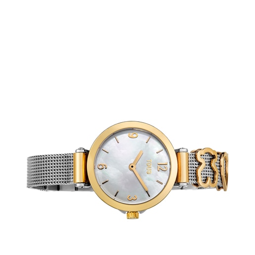Gold IP Steel Icon Charms Watch with Mother-of-pearl