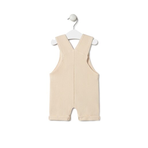 Piqué fabric baby romper in Classic ecru