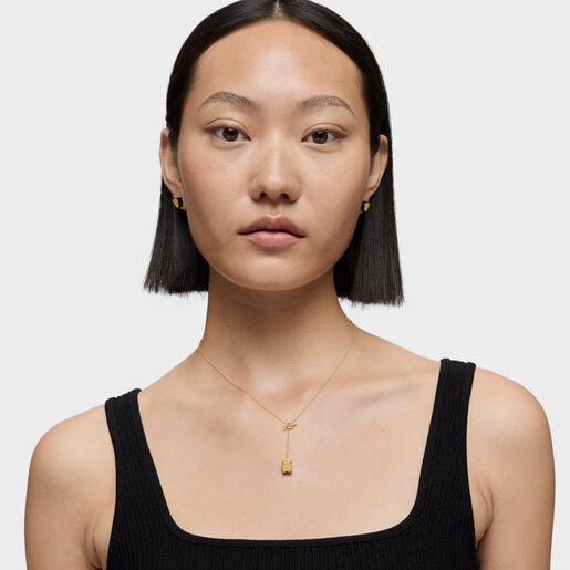 Short gold bear Necklace with onyx TOUS 1950