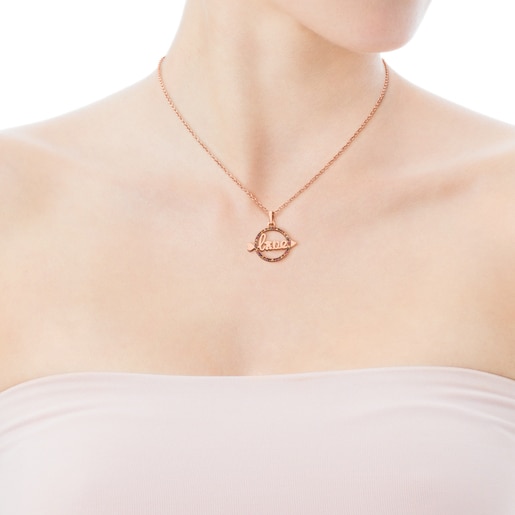 Rose Vermeil Silver San Valentin Necklace with Sapphire