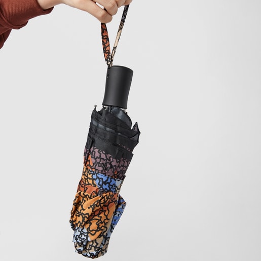 Складной зонт Kaos Mini Stamp синего и оранжевого цвета