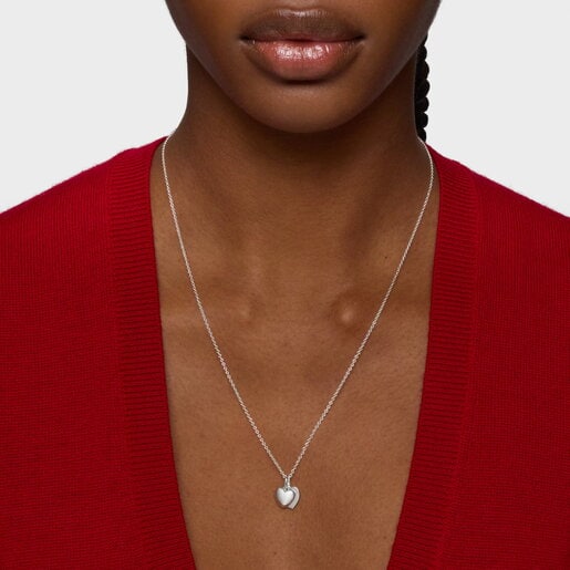 Collar de plata doble corazón 9 mm TOUS Flechazo