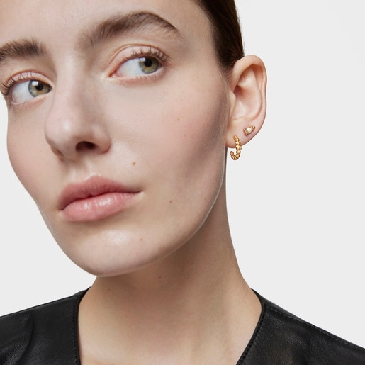 Climber Earring with 18kt gold plating over silver and cultured pearl TOUS Grain