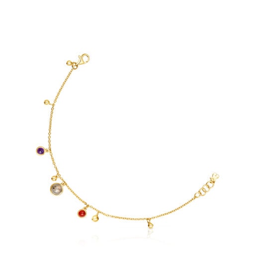 Pulsera con baño de oro 18 kt sobre plata, motivos y gemas Plump